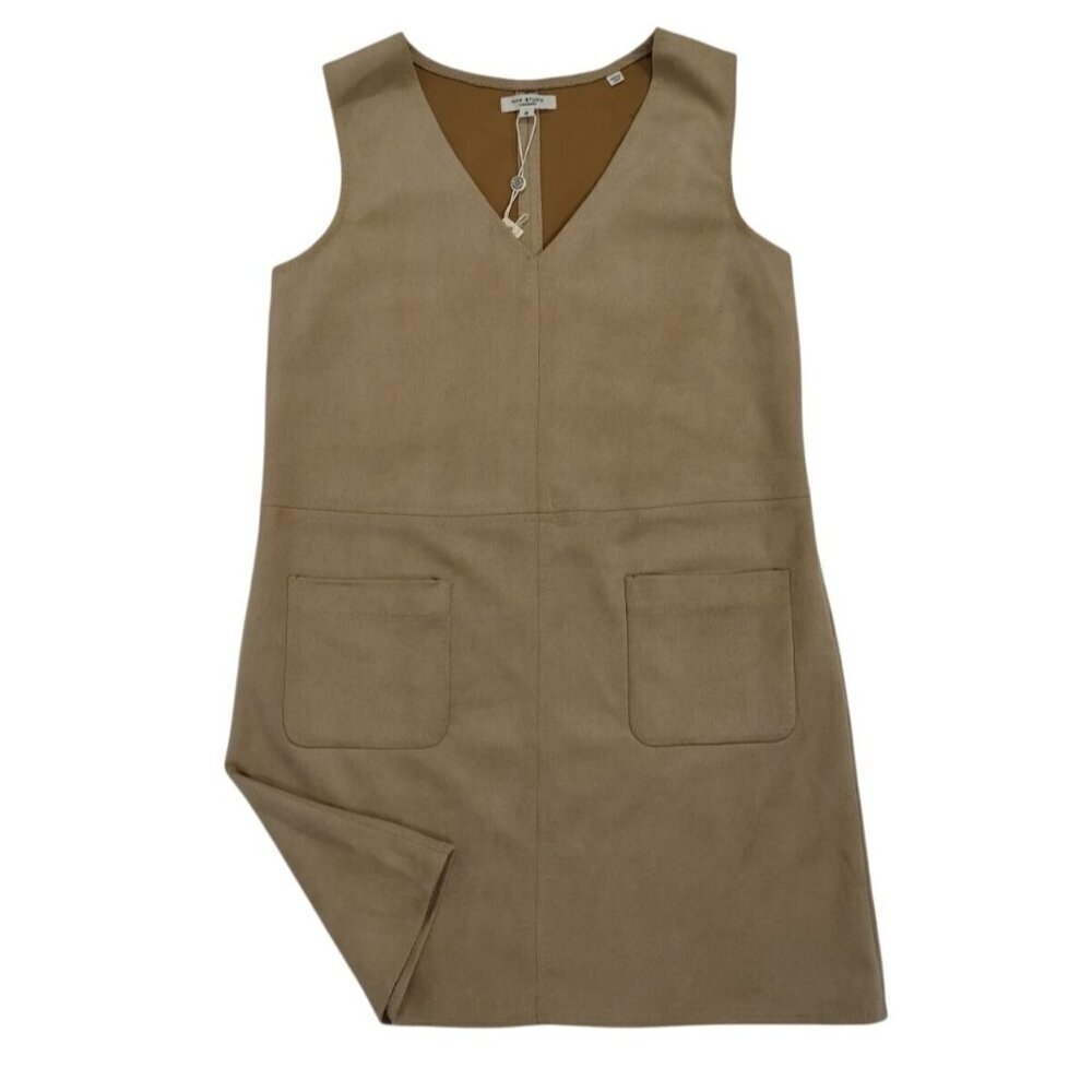 Max Studio London Womens Beige Sleeveless Suede-Look Dress W/ Pockets Size M NWT - Picture 7 of 9